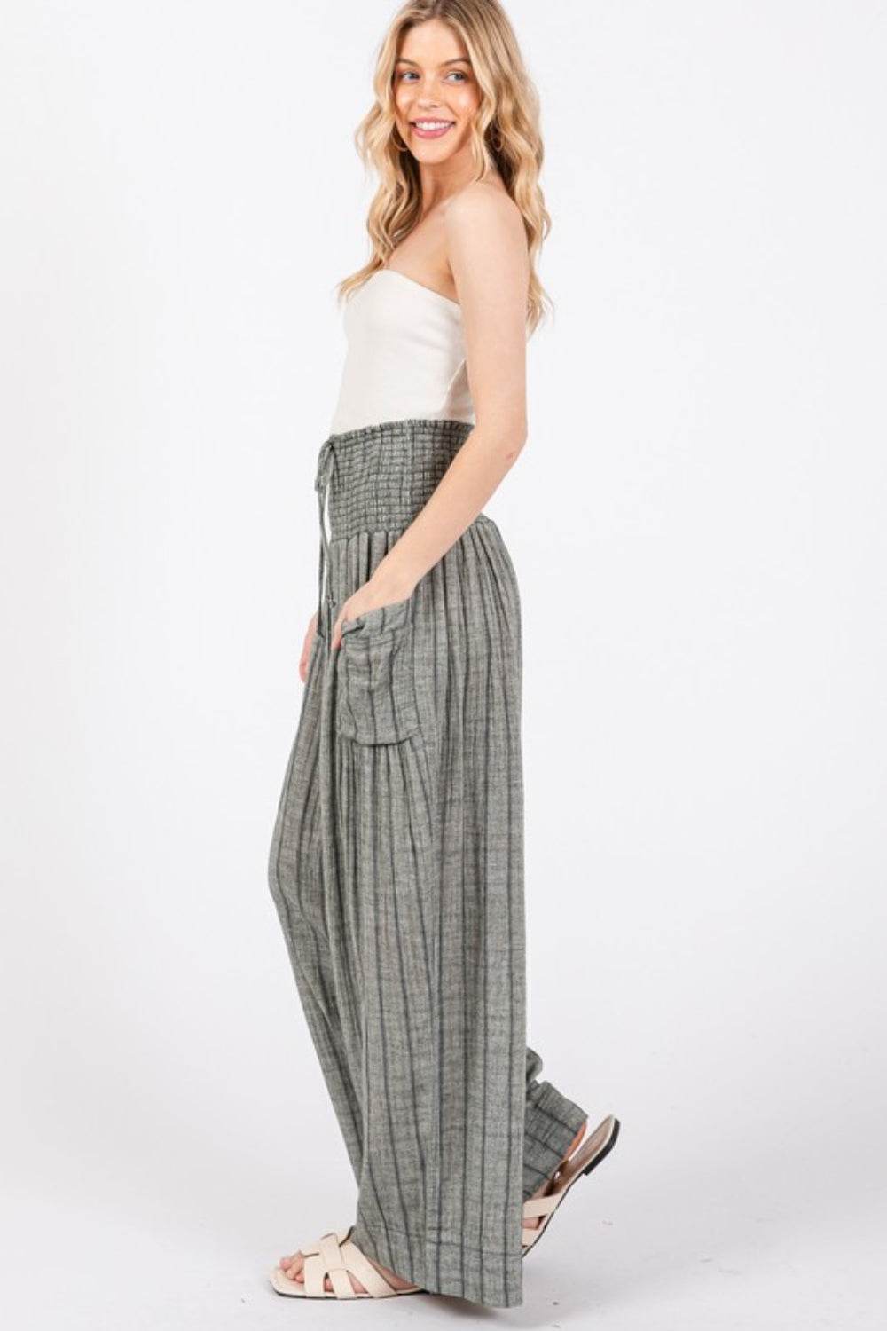 SAGE + FIG Cotton Gauze Wash Stripe Pants - DaTrendStore.Com