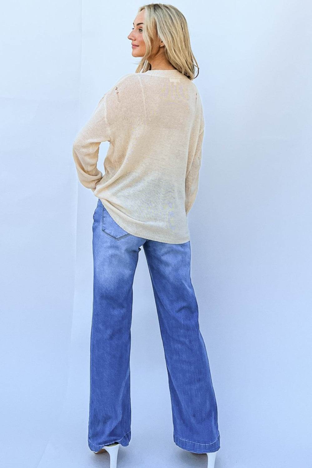 And The Why GRATEFUL Long Sleeve Knit Top - DaTrendStore.Com