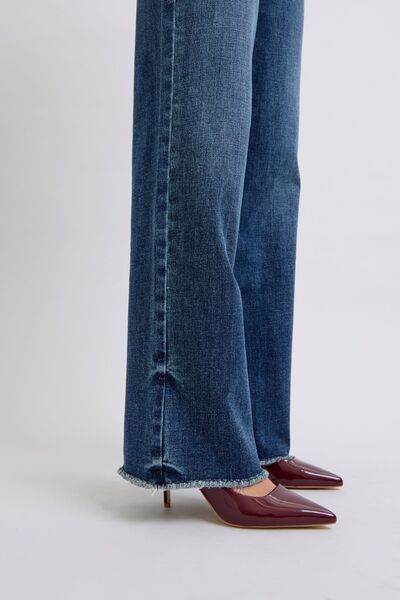 Judy Blue Full Size Raw Hem Mid Rise Jeans - DaTrendStore.Com