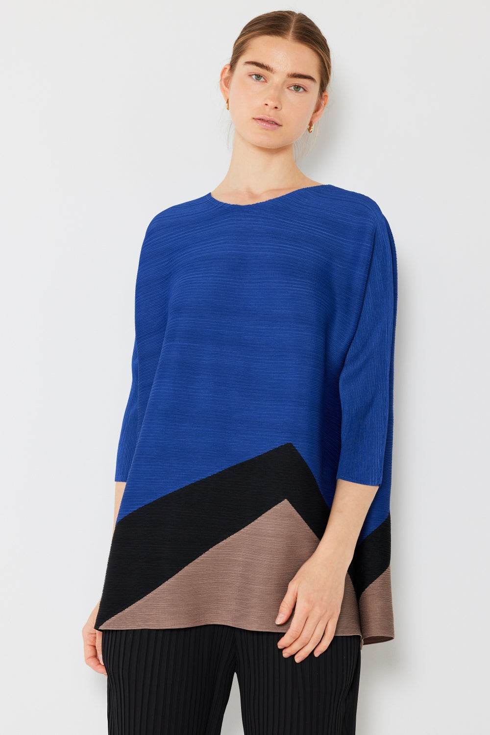 Marina West Swim Pleated Horizontal Rib Color Block Top - DaTrendStore.Com