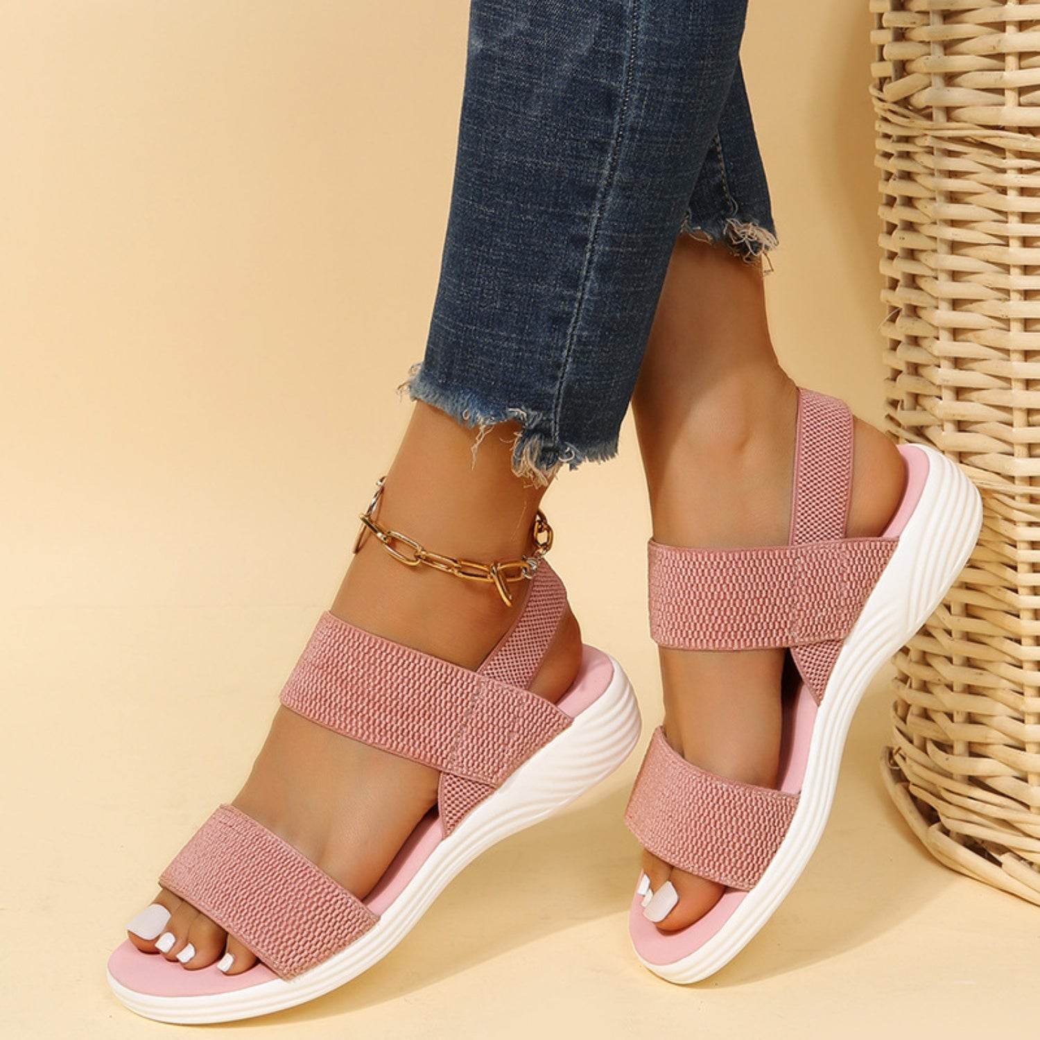 Rubber Open Toe Low Heel Sandals - DaTrendStore.Com